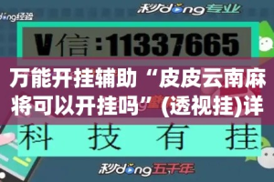 万能开挂辅助“皮皮云南麻将可以开挂吗”(透视挂)详细使用教程